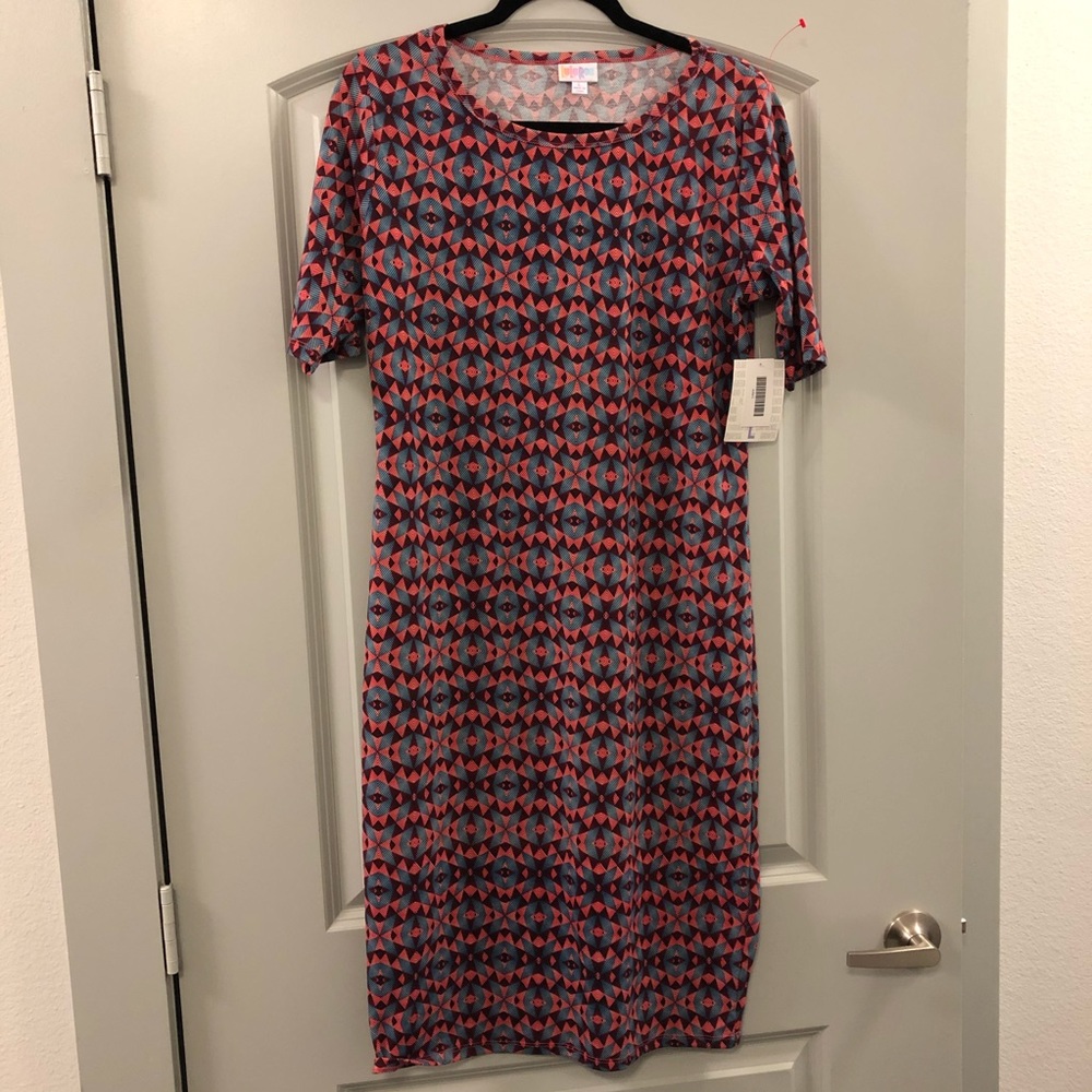 LuLaRoe Multi color Julia dress size L NWT